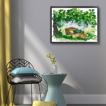 Swing In The Garden - 14CT Stamped Cross Stitch 37*30CM(Joy Sunday)