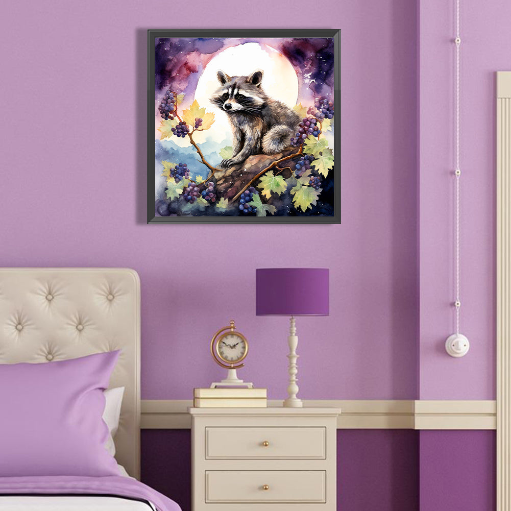 Purple Grapes And Civet Cat - Full Round Drill Diamond Painting 40*40CM