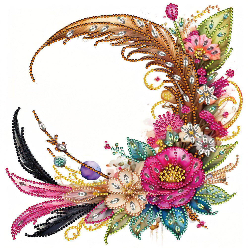 Feather And Crescent Parts - Special Shaped Drill Diamond Painting 30*30CM