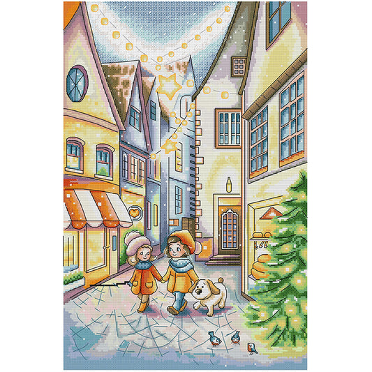 Welcome The New Year - 14CT Stamped Cross Stitch 34*48CM(Joy Sunday)