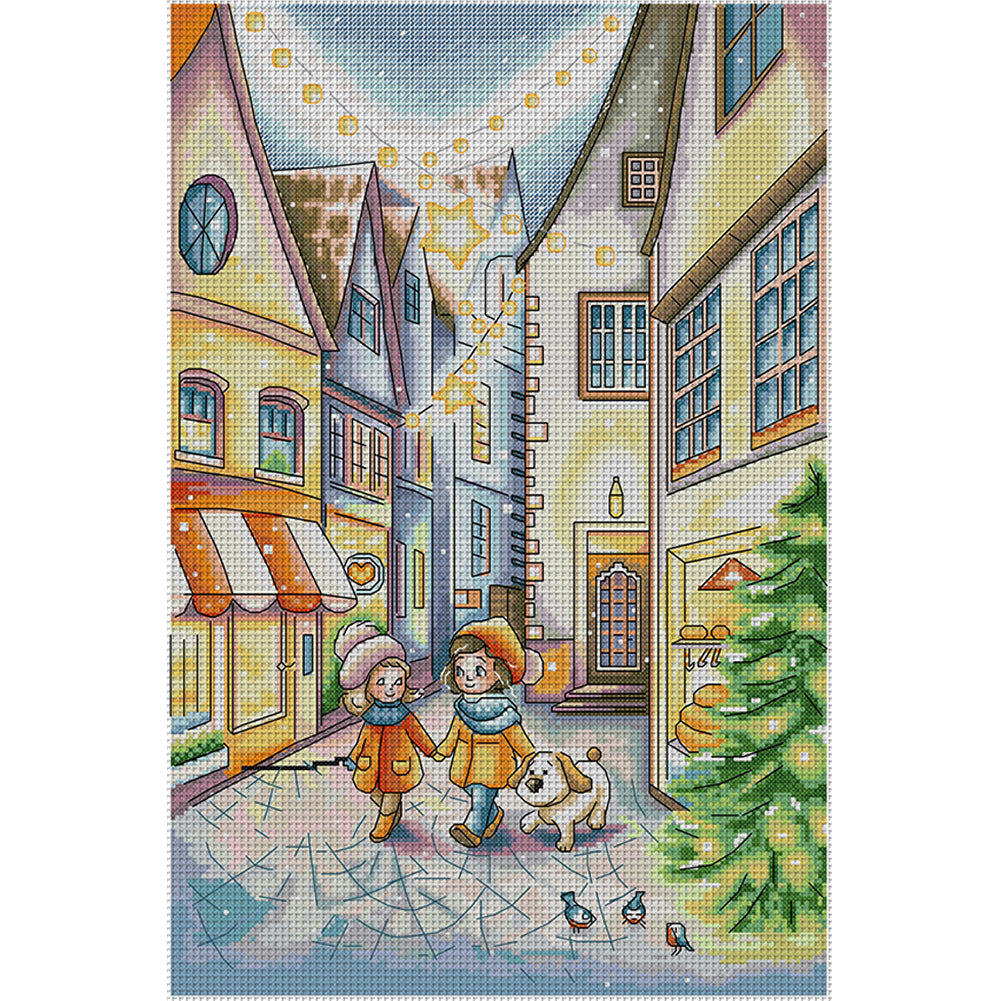 Welcome The New Year - 14CT Stamped Cross Stitch 34*48CM(Joy Sunday)