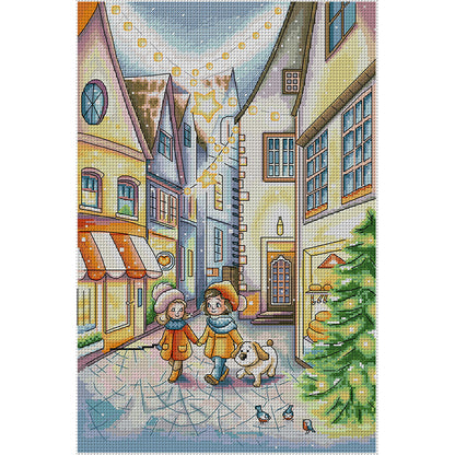 Welcome The New Year - 14CT Stamped Cross Stitch 34*48CM(Joy Sunday)