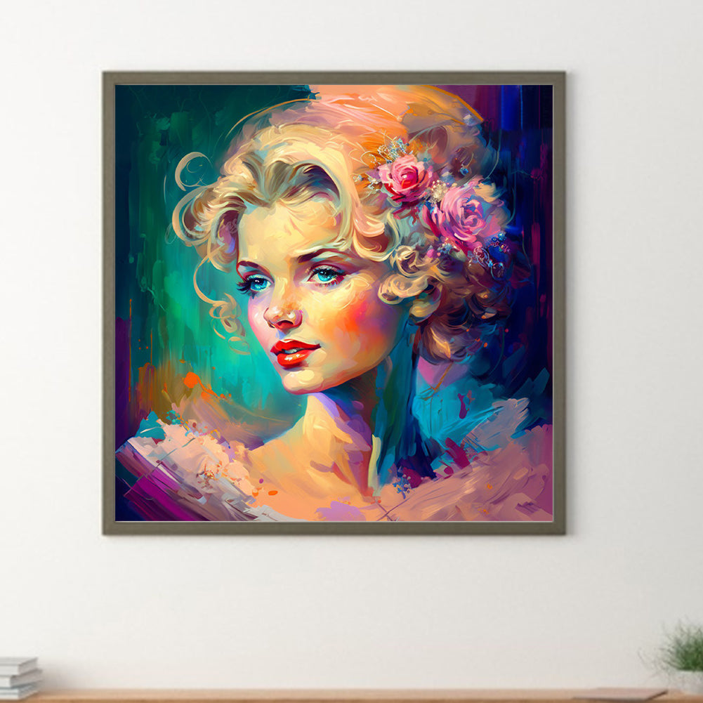 Flower Woman - Full Round Drill Diamond Painting 40*40CM