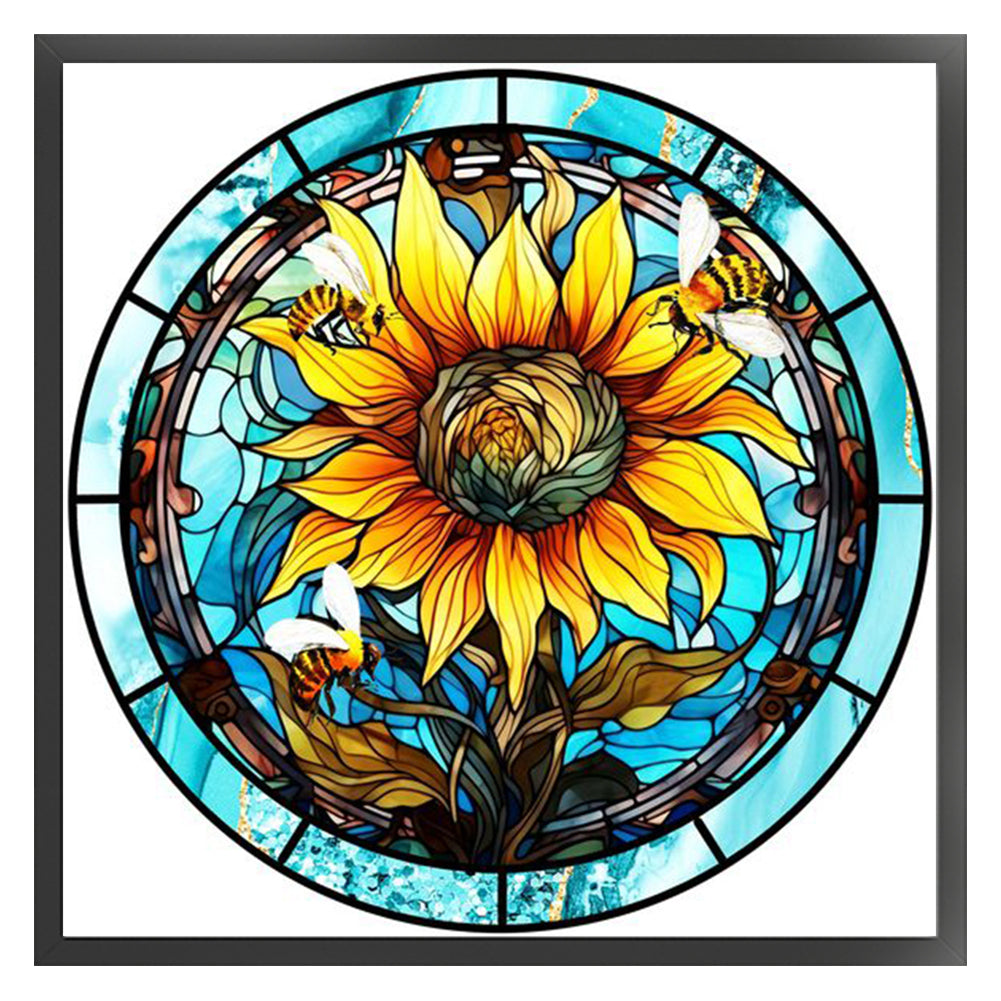 Glass Painting - Sunflower - 11CT Stamped Cross Stitch 40*40CM