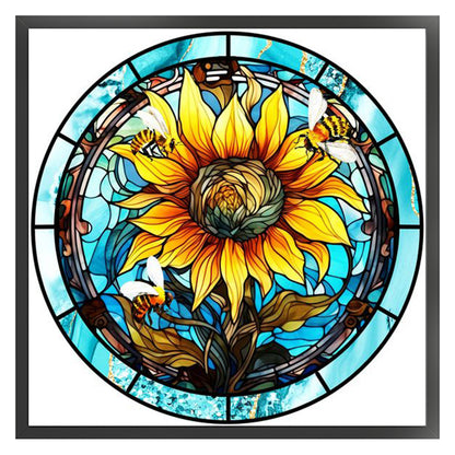 Glass Painting - Sunflower - 11CT Stamped Cross Stitch 40*40CM