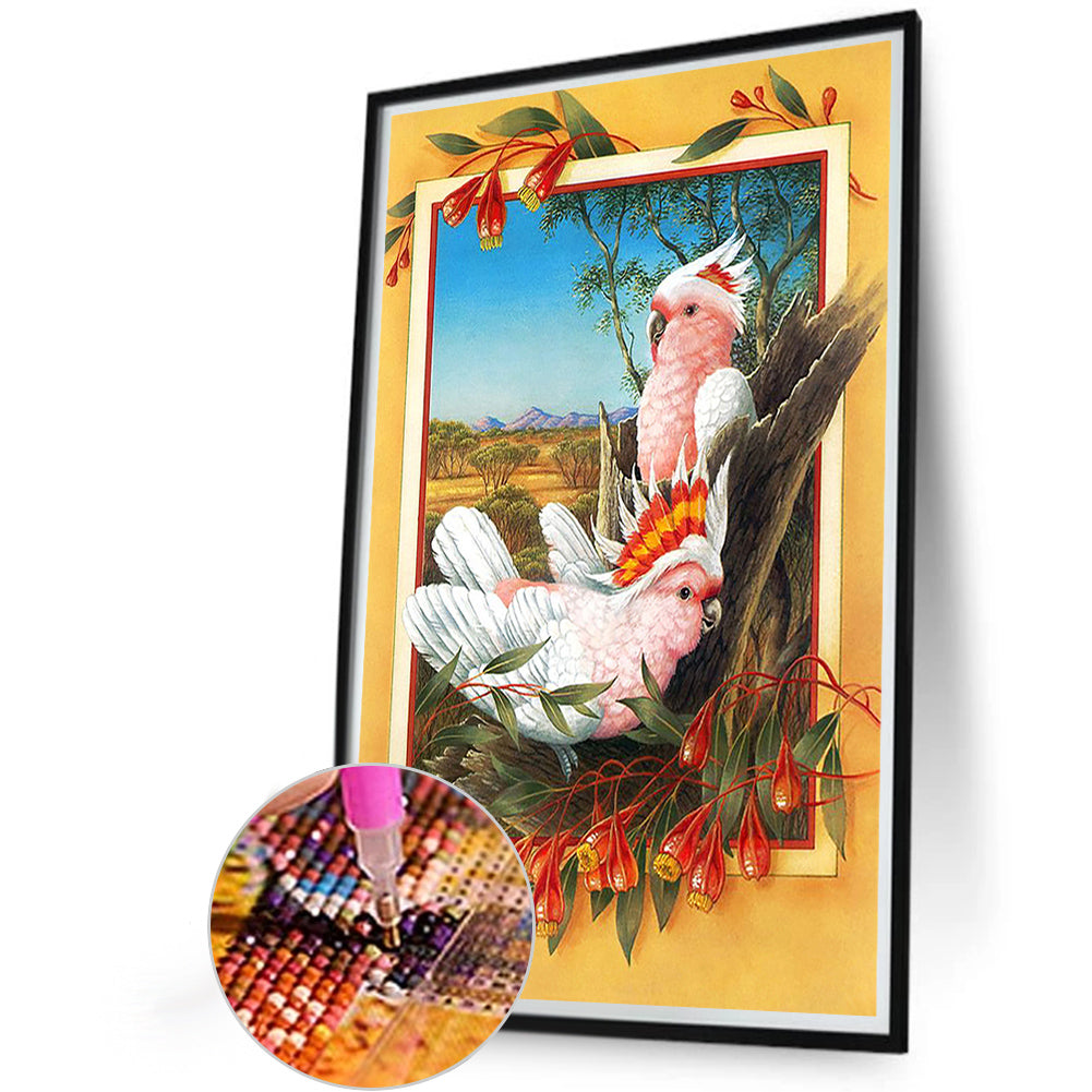 Frame Painting Of Rouge Parrot - Full Round Drill Diamond Painting 40*60CM