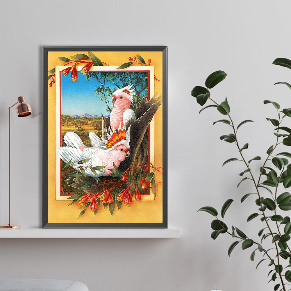 Frame Painting Of Rouge Parrot - Full Round Drill Diamond Painting 40*60CM