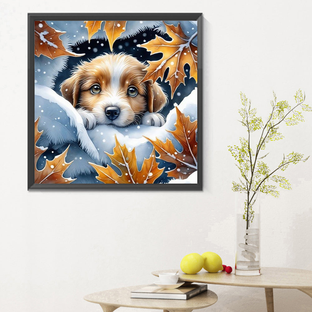 Snow Puppy - Full Round Drill Diamond Painting 30*30CM