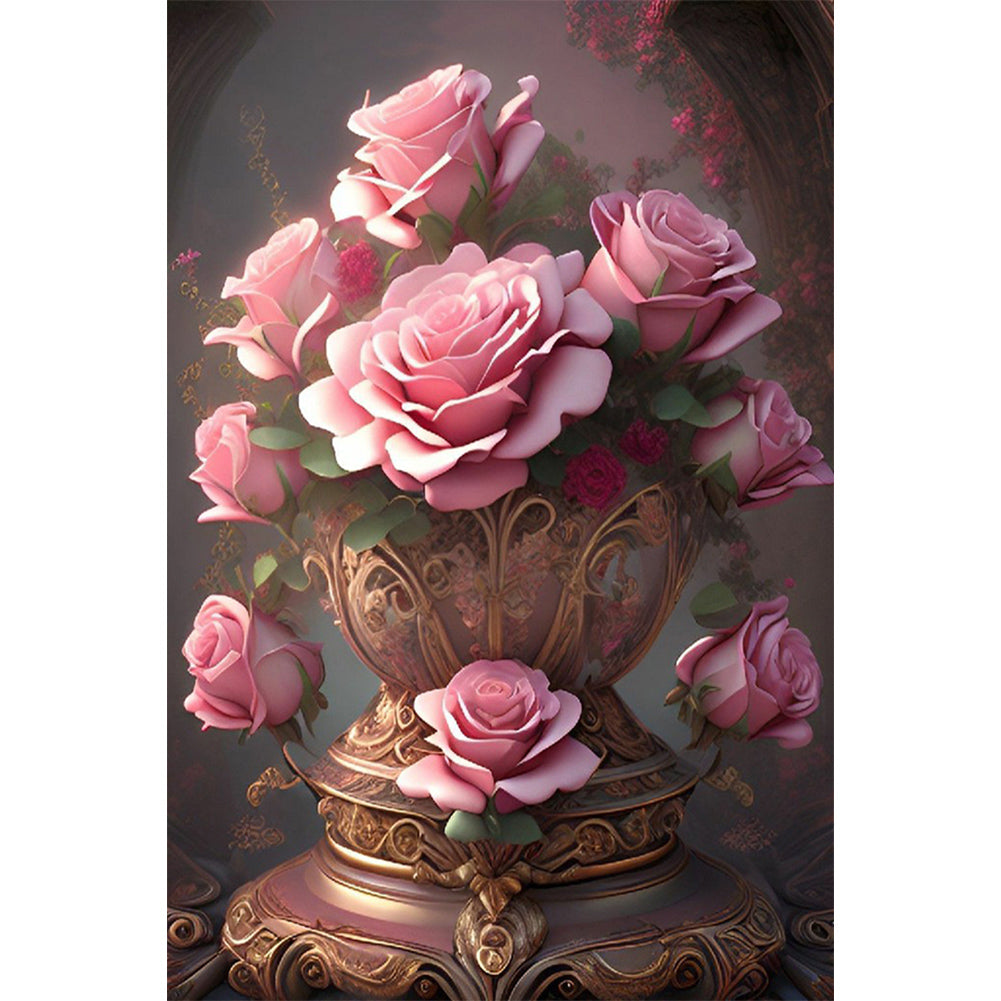 Pink Rose - Full Round Drill Diamond Painting 40*60CM