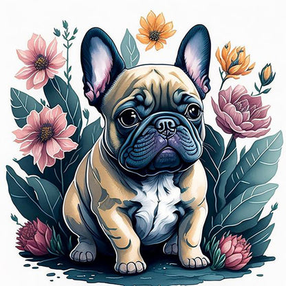 Flower Shar-Pei - Full Round Drill Diamond Painting 30*30CM