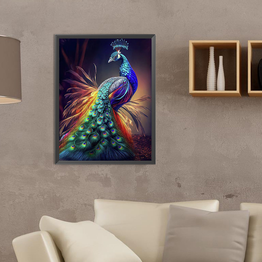 Brilliant Peacock - Full Round Drill Diamond Painting 30*40CM