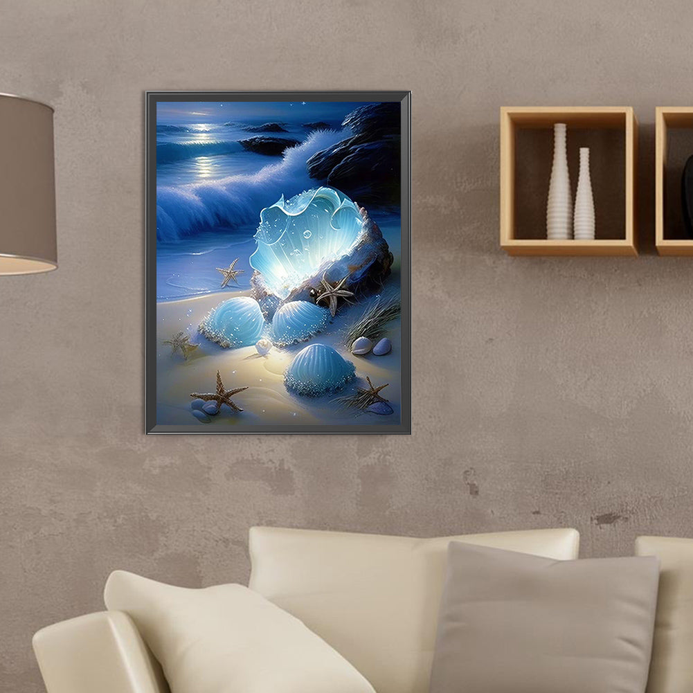 Coast Blue Seashells - Full Round Drill Diamond Painting 30*40CM