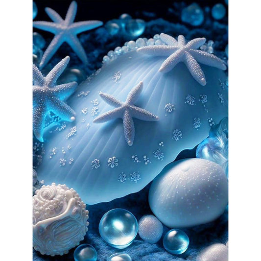 Coast Blue Seashells - Full Round Drill Diamond Painting 30*40CM