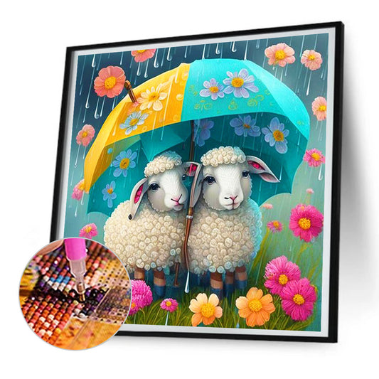Umbrella Animal Sheep - Full Round Drill Diamond Painting 30*30CM