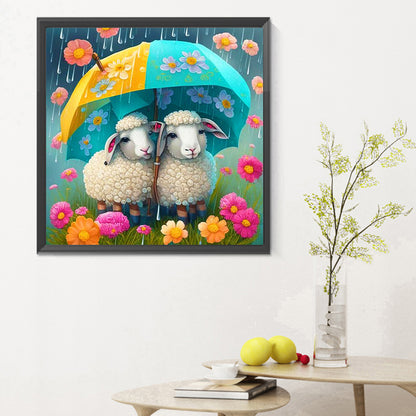 Umbrella Animal Sheep - Full Round Drill Diamond Painting 30*30CM