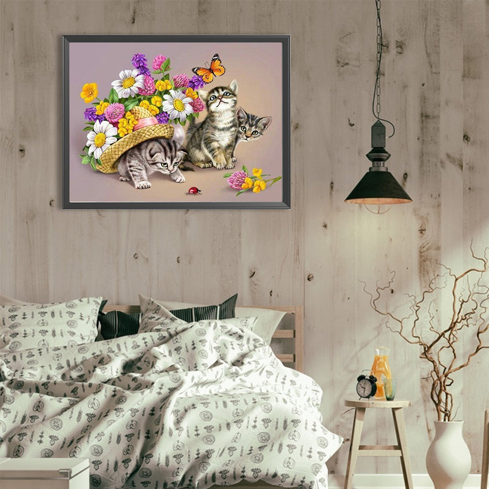 Three Kittens - Full Round Drill Diamond Painting 40*30CM