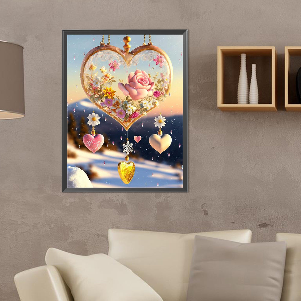 Snow Scene Love Pendant - Full Round Drill Diamond Painting 30*40CM