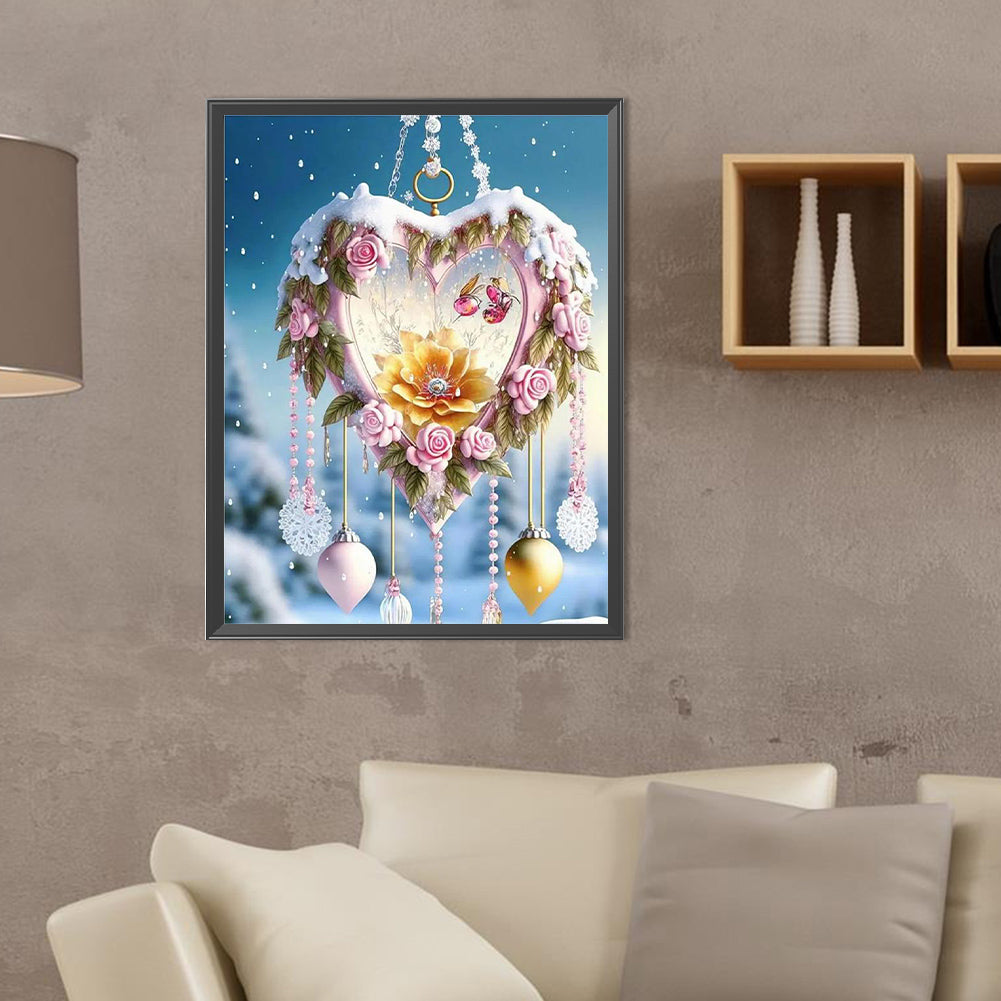 Snow Scene Love Pendant - Full Round Drill Diamond Painting 30*40CM