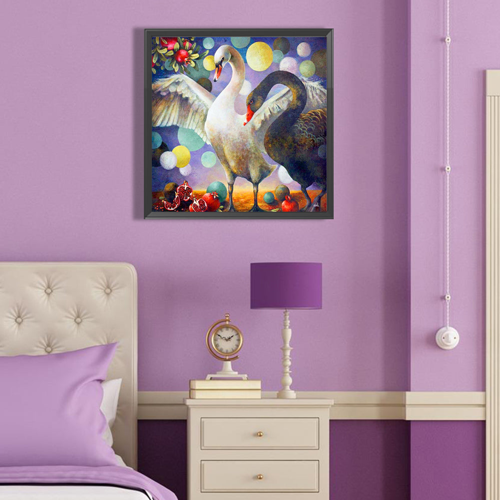 Black And White Swan - Full Round Drill Diamond Painting 40*40CM