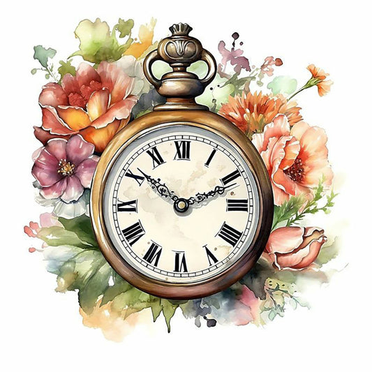 Flower Pocket Watch - Full Round Drill Diamond Painting 40*40CM