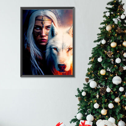 Beauty And The Wolf - Full Square Drill Diamond Painting 30*40CM
