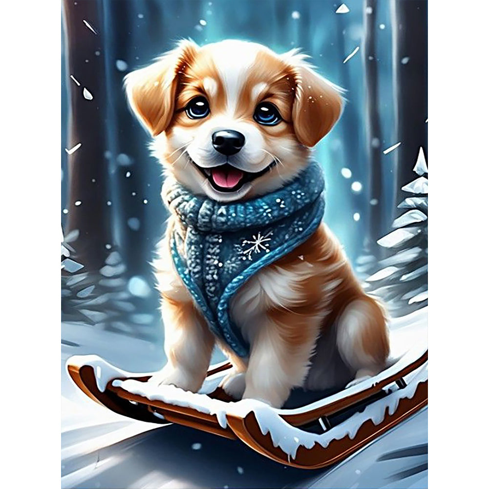 Snow Puppy - Full Round Drill Diamond Painting 30*40CM