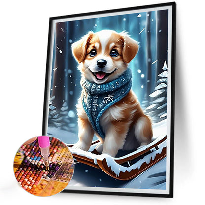 Snow Puppy - Full Round Drill Diamond Painting 30*40CM