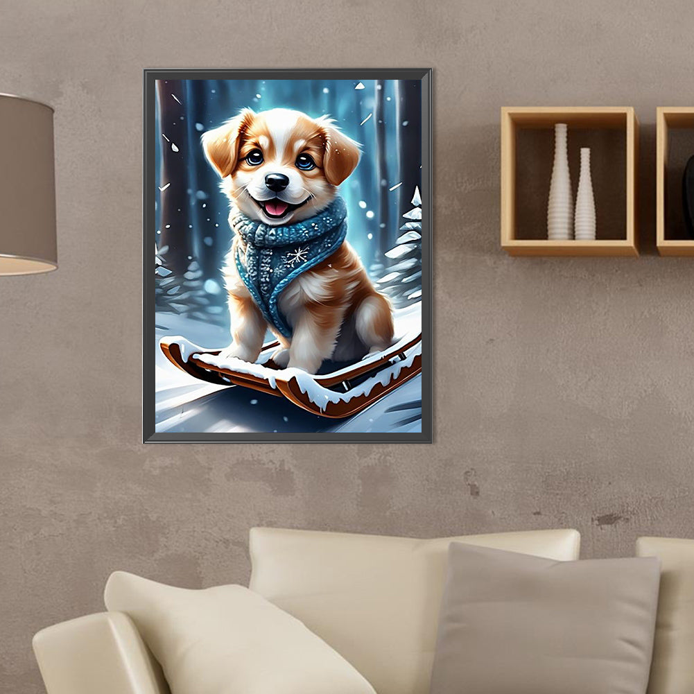 Snow Puppy - Full Round Drill Diamond Painting 30*40CM