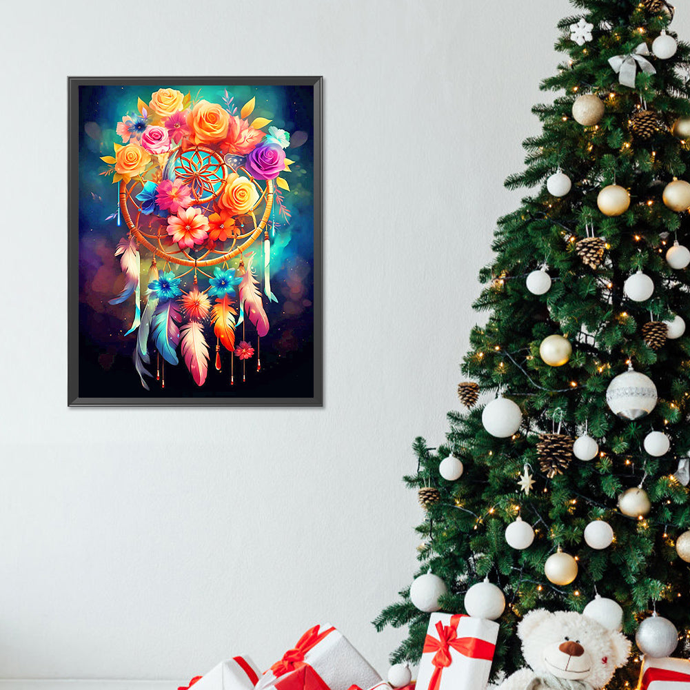 Rose Dream Catcher - Full Round Drill Diamond Painting 30*40CM