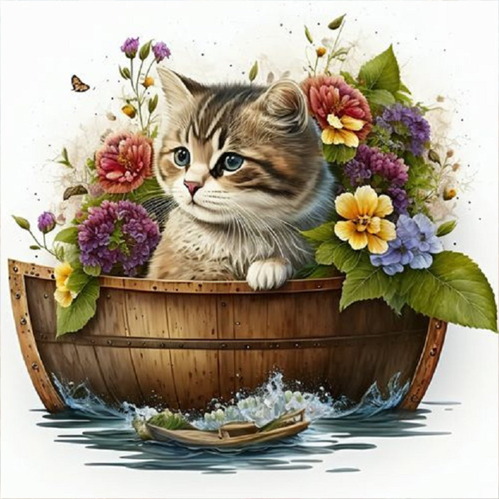 Kitten - Full Round Drill Diamond Painting 30*30CM