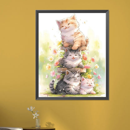 Happy Cat - Full AB Dril Square Diamond Painting 40*50CM