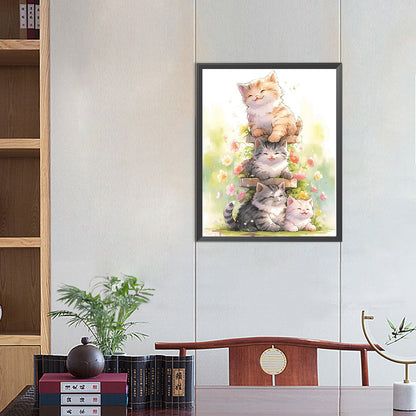 Happy Cat - Full AB Dril Square Diamond Painting 40*50CM