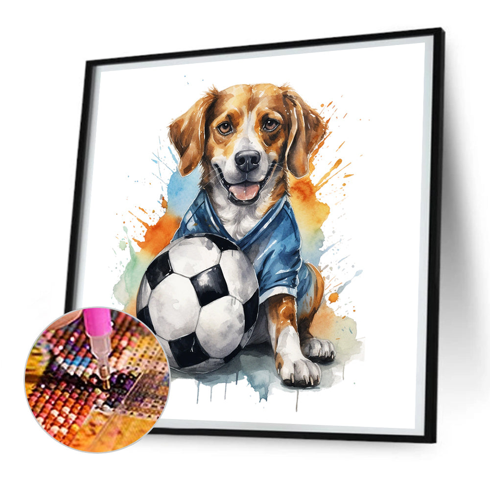 Puppy Playing Ball - Full Round Drill Diamond Painting 30*30CM