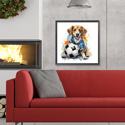 Puppy Playing Ball - Full Round Drill Diamond Painting 30*30CM