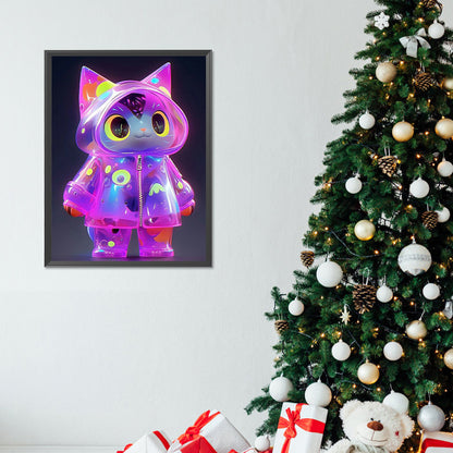Cyber Raincoat Kitten - Full Round Drill Diamond Painting 30*40CM