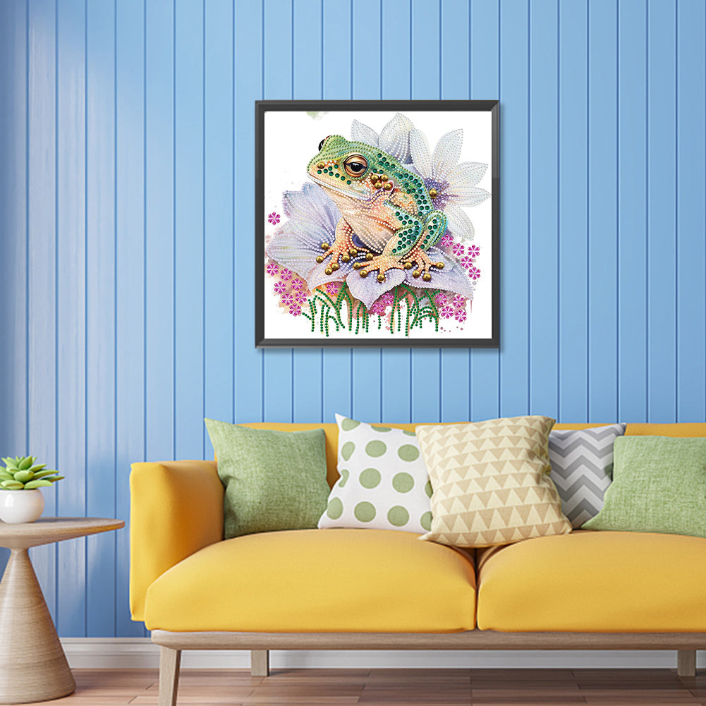 Flower And Frog - Special Shaped Drill Diamond Painting 30*30CM