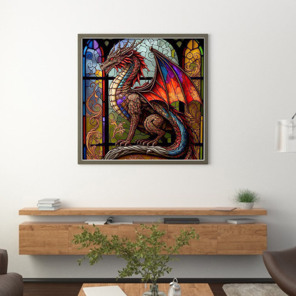 Glass Painting-Pterosaur - 18CT Stamped Cross Stitch 40*40CM