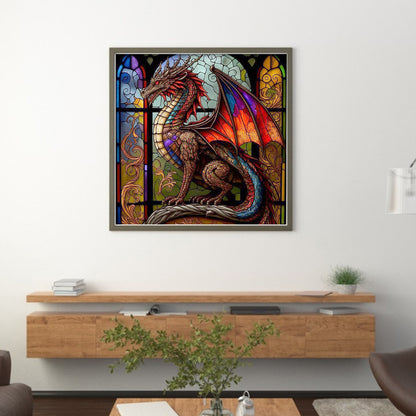 Glass Painting-Pterosaur - 18CT Stamped Cross Stitch 40*40CM