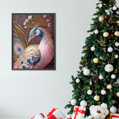 Pink Peacock - Full Round Drill Diamond Painting 30*40CM