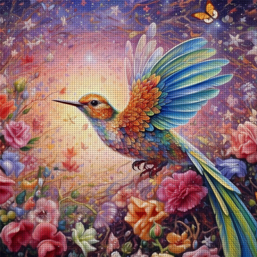 Flowers And Birds - 18CT Stamped Cross Stitch 40*40CM