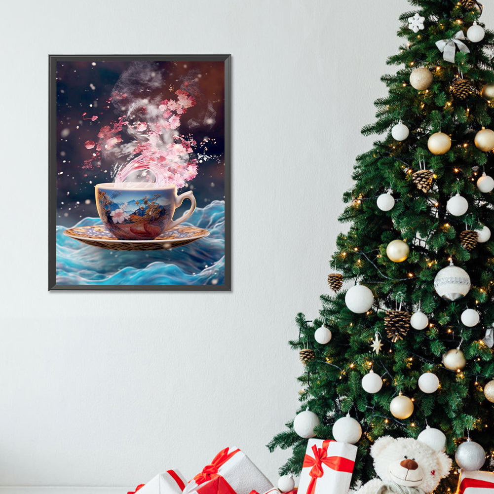 Flower Tea Cup - Full Round Drill Diamond Painting 30*40CM
