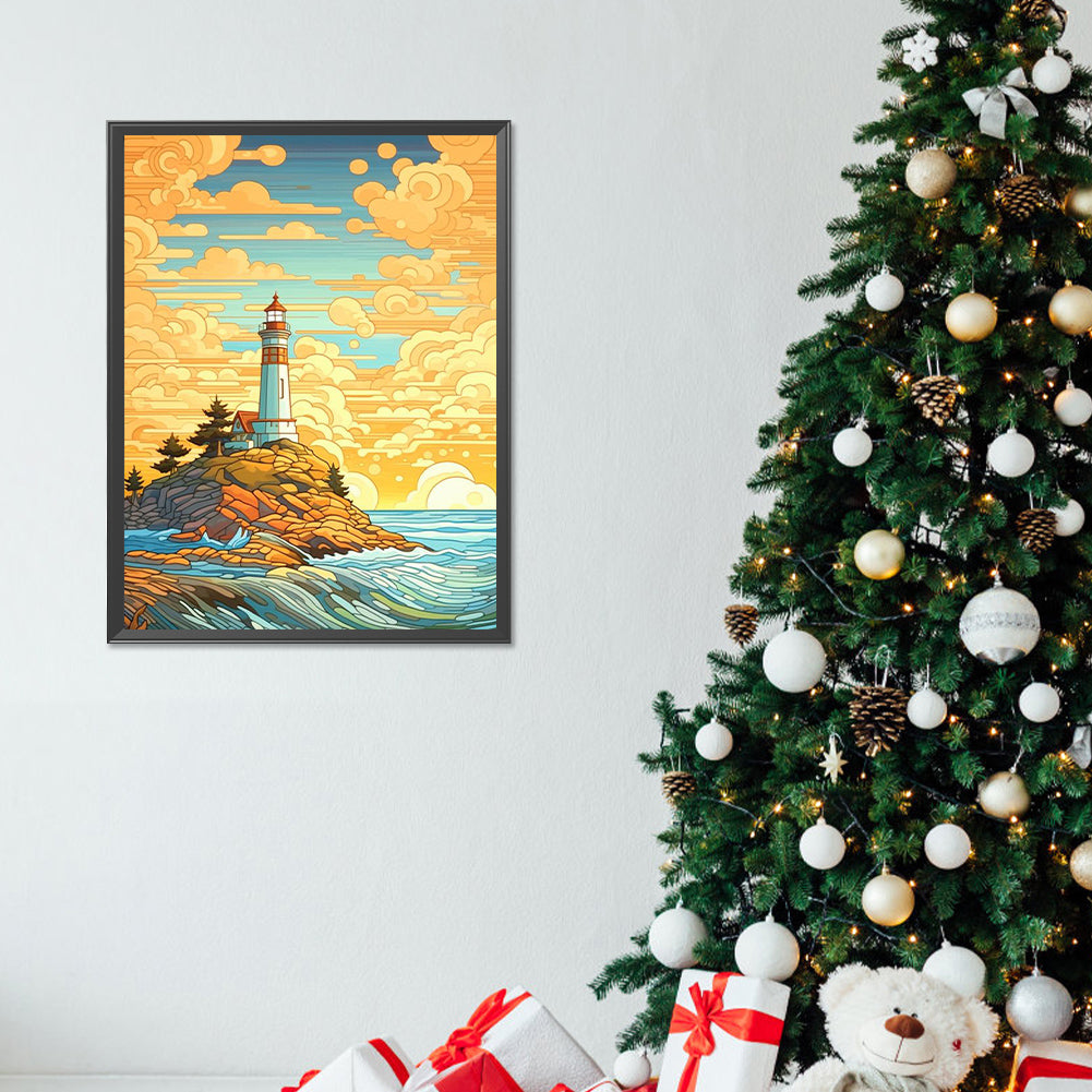 Chaoyang Seaside Lighthouse - Full Round Drill Diamond Painting 30*40CM