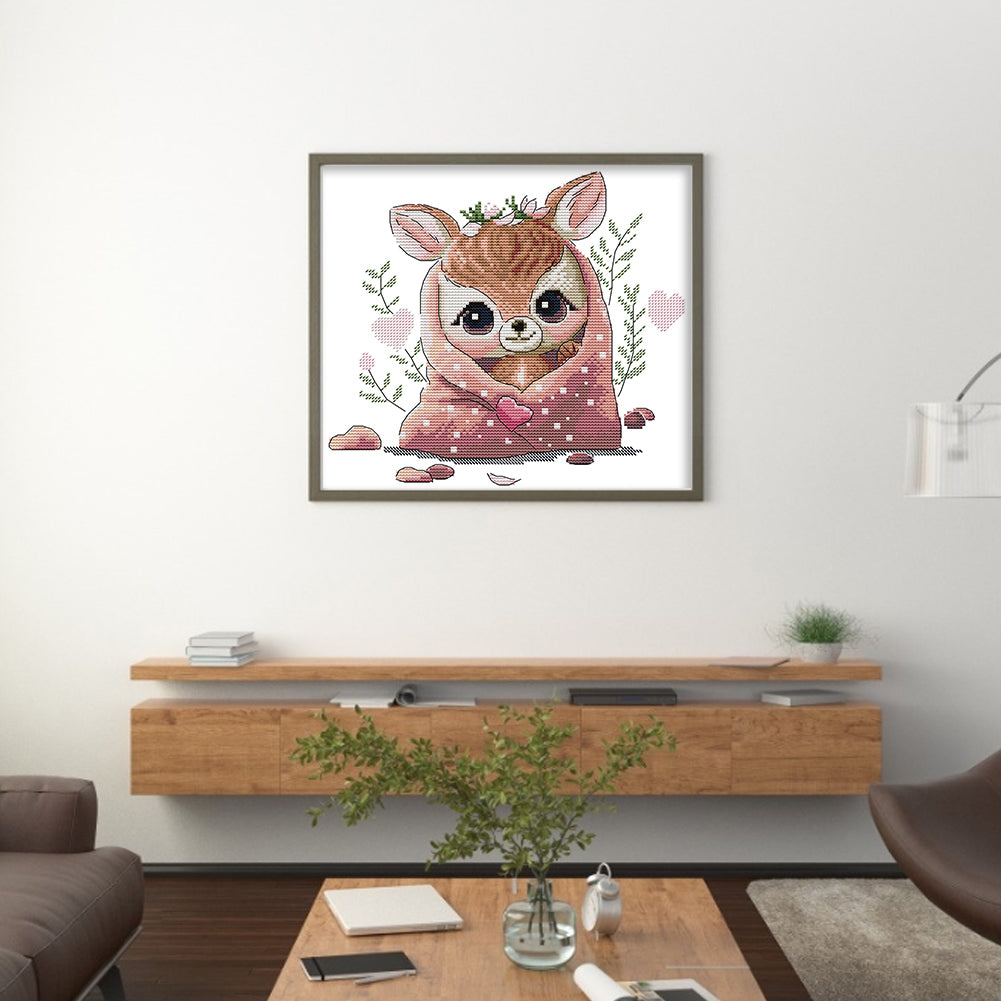 Deer - 14CT Stamped Cross Stitch 29*27CM(Joy Sunday)