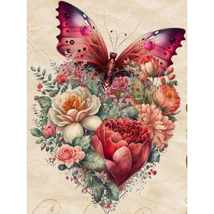 Flowers And Butterflies - Full Round Drill Diamond Painting 30*40CM