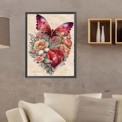 Flowers And Butterflies - Full Round Drill Diamond Painting 30*40CM