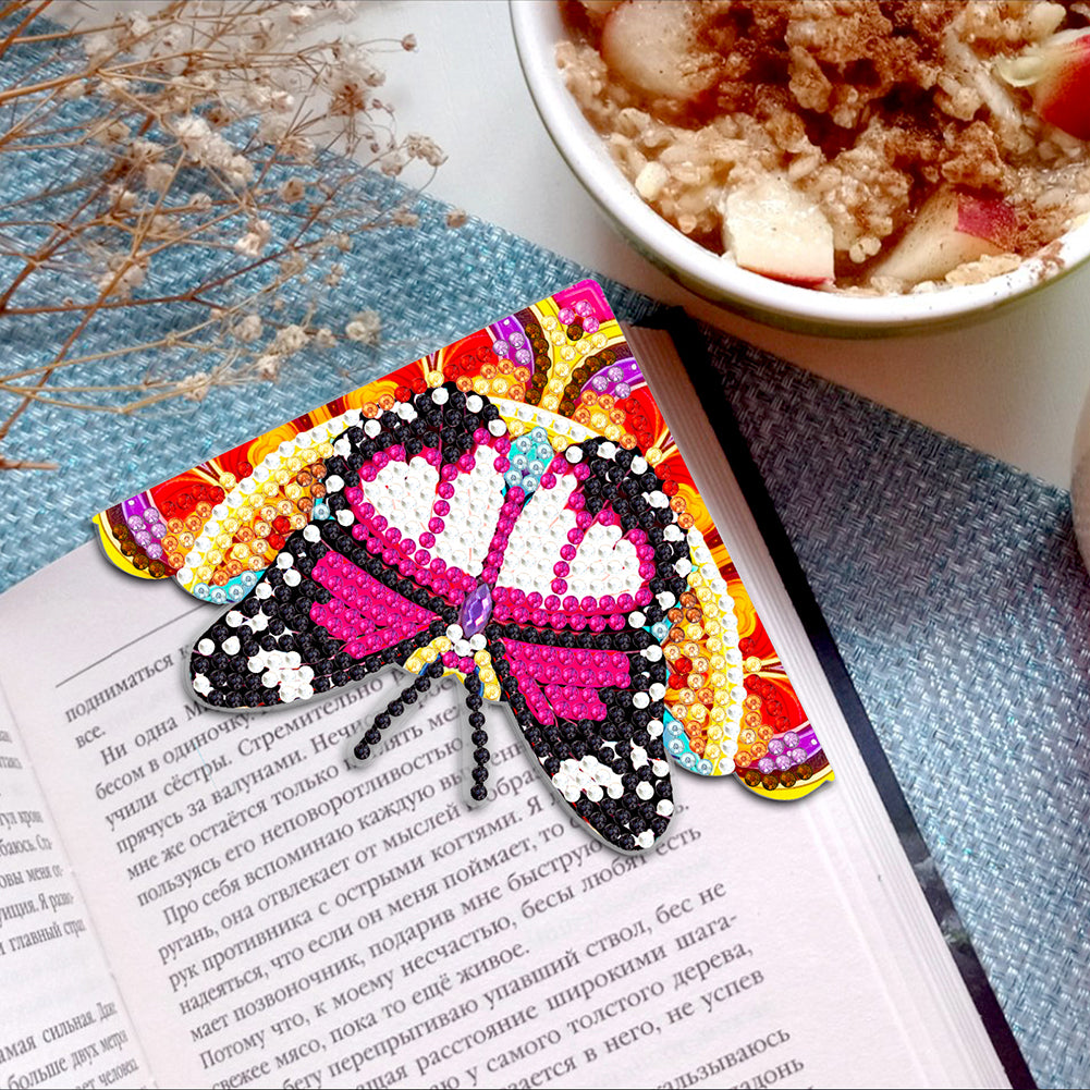4PCS Special Shape+Round Diamond Painting Bookmark Kits Kits (Garden Butterfly)