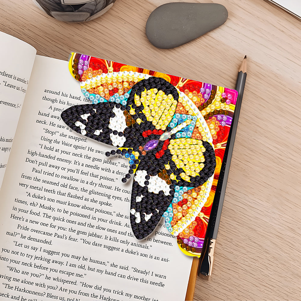 4PCS Special Shape+Round Diamond Painting Bookmark Kits Kits (Garden Butterfly)