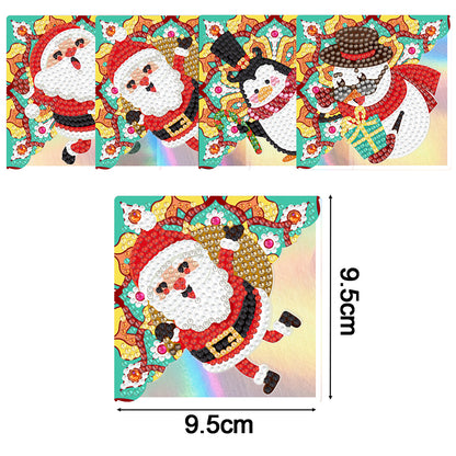 4PCS Special Shape+Round Diamond Painting Bookmark Kits Kits (Xmas Critter #10)