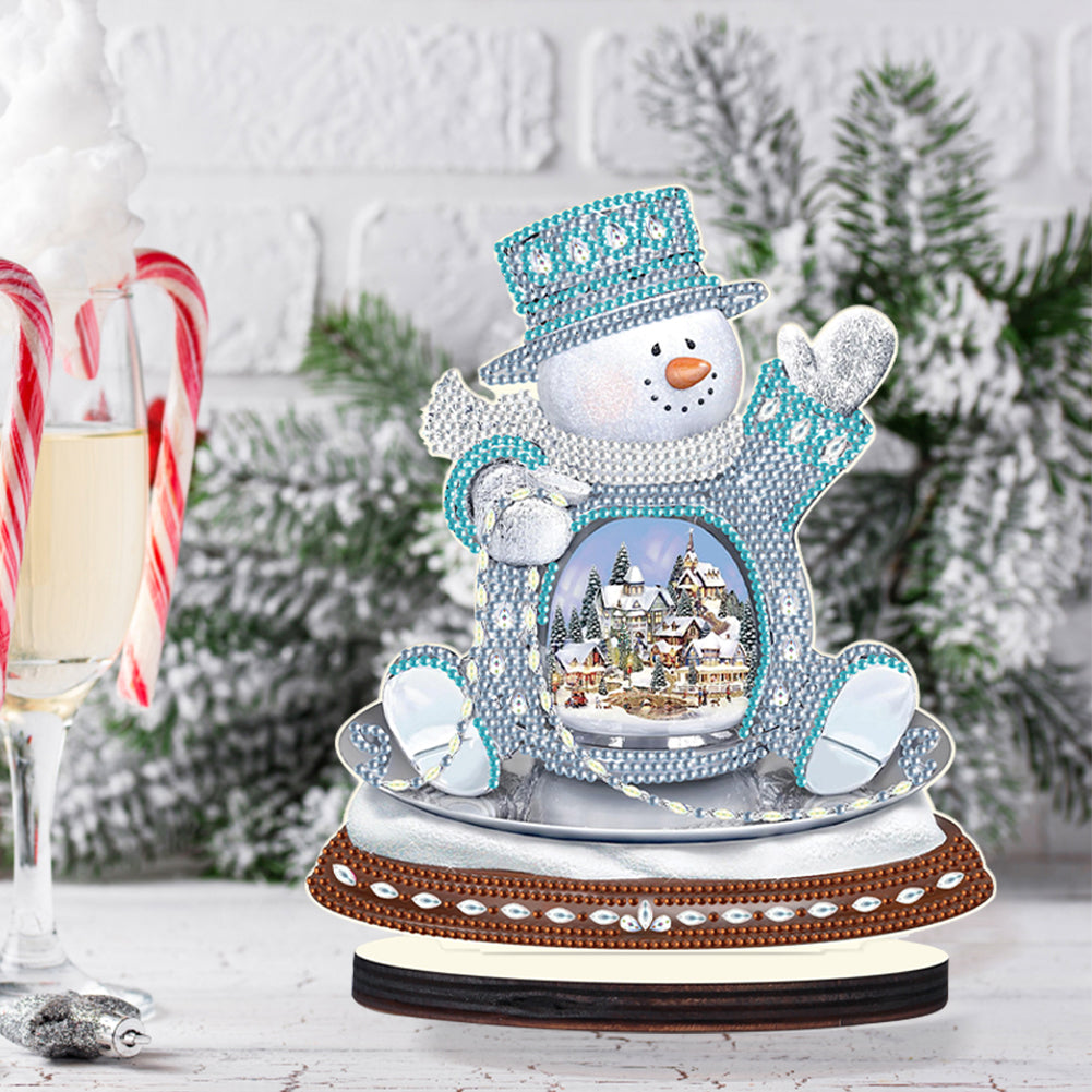 Christmas Snowman Wooden Desktop Diamond Painting Ornament (#3)