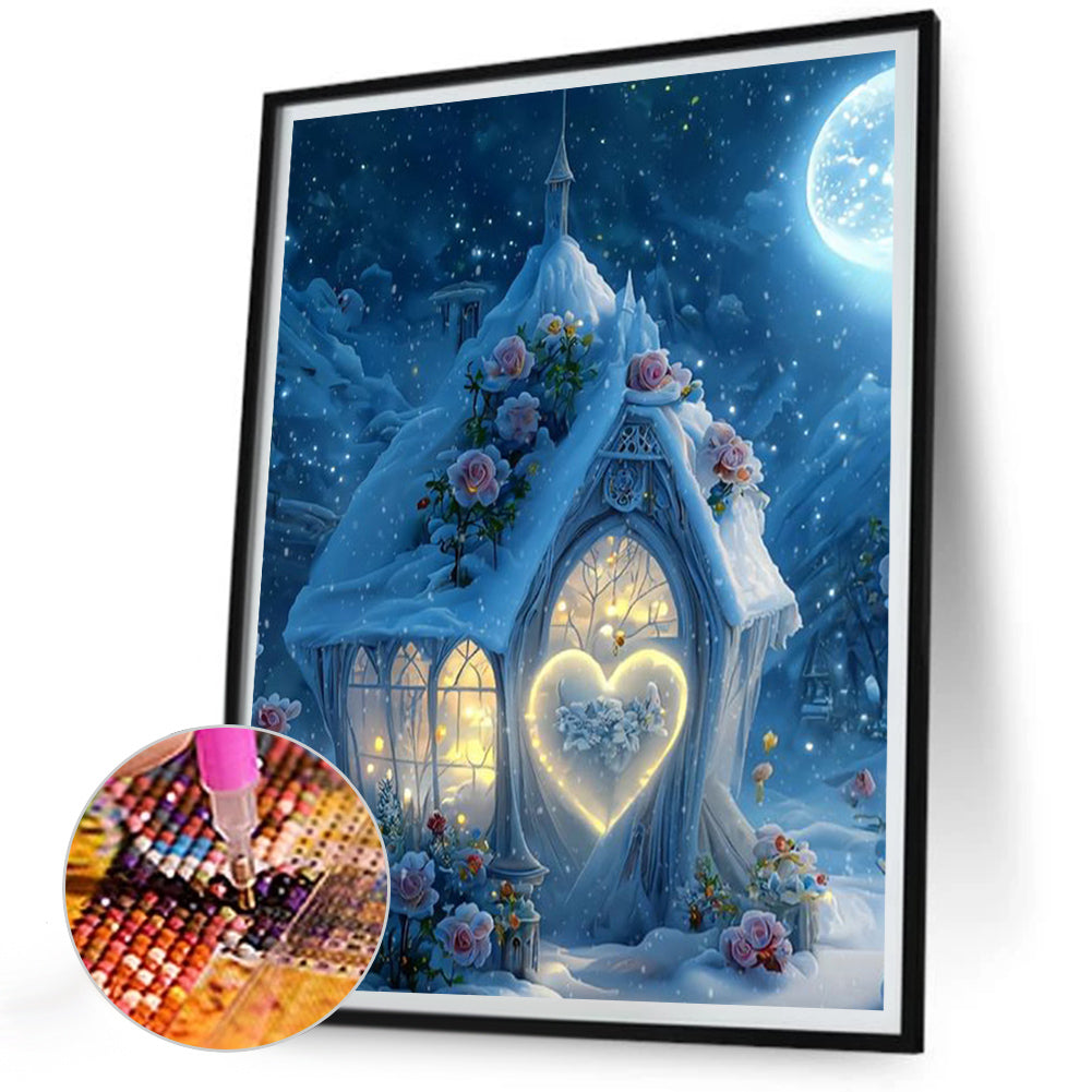 Snow Cabin - Full Round Drill Diamond Painting 30*40CM
